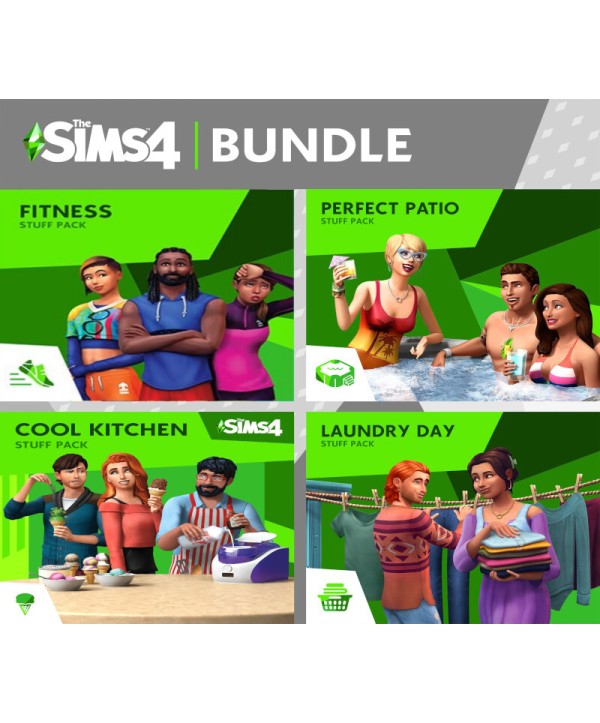 The Sims 4 - Fitness + Cool Kitchen + Laundry Day + Perfect Patio Stuff DLC Bundle Origin Key GLOBAL